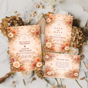 Save The Date Mariage Fleur d'Automne Élégant