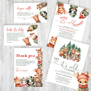 Invitation Bébé Il fait froid dehors Baby shower d'animaux d'