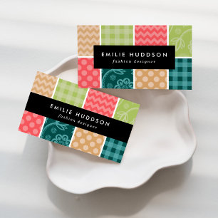 Carte De Visite Zigzag, Chevron, En vichy, Pois, Patchwork