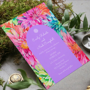 Carte D'accompagnement Coloré moderne Tropical Floral Détails Mariage