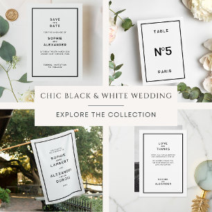 Save The Date Mariage minimaliste noir et blanc à la française