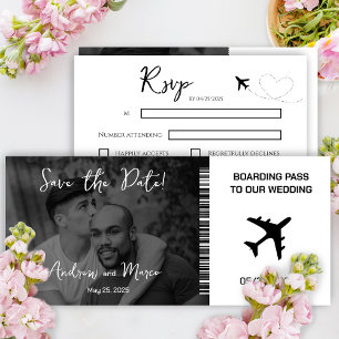 Mariage de carte d'embarquement de destination pho