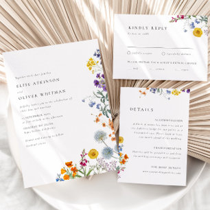 Invitation Mariage Fleur sauvage Vintage coloré