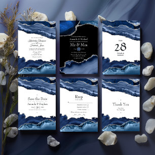 Invitation Mariage d'âge marine et argent