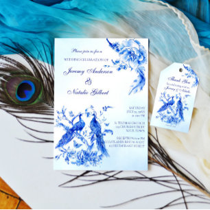 Papier Royal bleu victorien budget de paon invitation de 