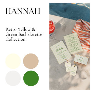 Invitation Week-end Retro Moderne Vert & Jaune Bachelorette