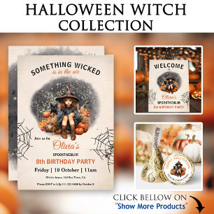 Invitation Jolie sorcière Halloween Filles Anniversaire