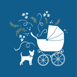 Invitation Chihuahua Chien Baby shower Blue Boy