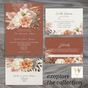 Rustique Boho Floral Peach Programme de mariage