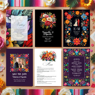 Menu Vibrant aquarelle Floral Fiesta Mariage