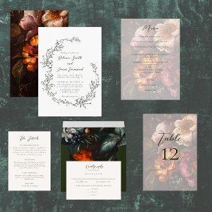 Menu Mariage de peinture à l'huile florale romantique f