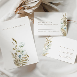 Elégante carte RSVP Pampas Grass Fleurs aquarelles