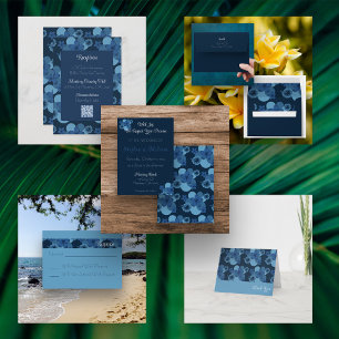 Faire-part de mariage à thème bleu tropical de la 