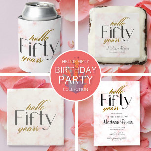 Serviette En Papier Hello Fifty Chic Marble 50e fête d'anniversaire