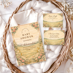 Invitation Baby-Shower Floral Désert Occidental