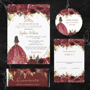 Cartons Réponse Princesse Quinceanera, or de Bourgogne