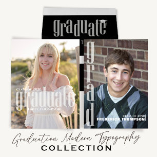 Invitation Photo Graduate Moderne tendance Timbre Or Moderne