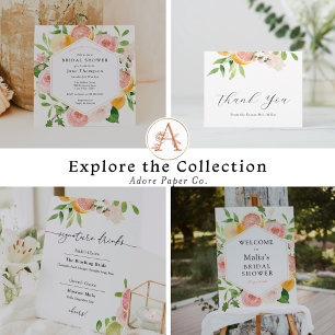 Elégante Citrus Floral Bridal Showeuse Invitation