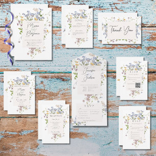 Save The Date Mariage blanc Fleur sauvage Boho Delicate