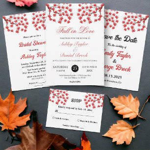 Cartons Réponse Élégant Rustique Automne Rouge Feuilles Boho Autom