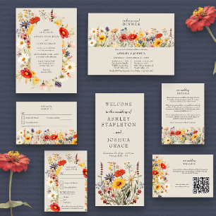 Invitation Fleur sauvage rustique Élégant Mariage floral
