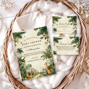Betoverde Tropische Safari Baby Shower Kaart
