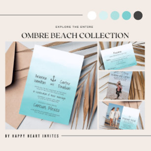 Ombre Beach Destination Ocean Anchor Wedding Kaart