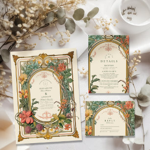 Invitation Vintage Floral Art Nouveau Mariage