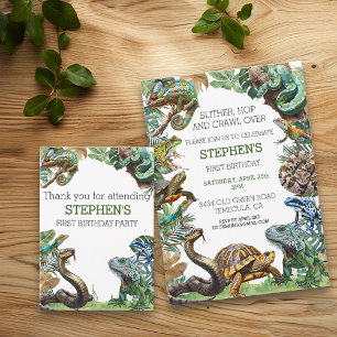 Invitation Reptile Slither Crawl Serpent Turtle Anniversaire