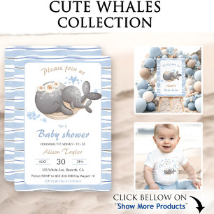 Poster Symbole du Baby shower de la baleine nautique