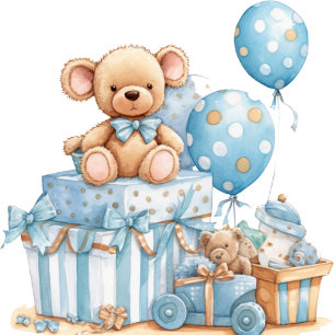 Blauwe teddybeer babyshower servetten voor jongens