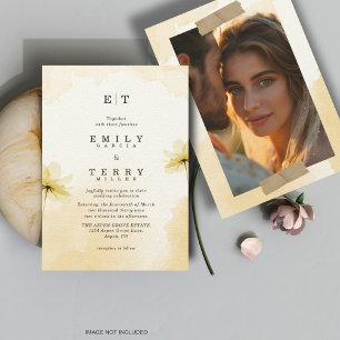 Invitation Heure d'or Gravure superposition photo et Mariage 