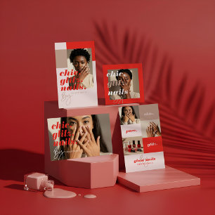 Carte De Visite Collage photo d'entreprise de salon de manucure mi