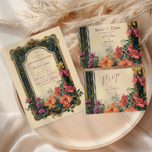 Invitation Botanique Bliss Fleur sauvage Art Nouveau Mariage