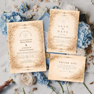 Save The Date Mariage Botanique Floral Élégant et Vintage