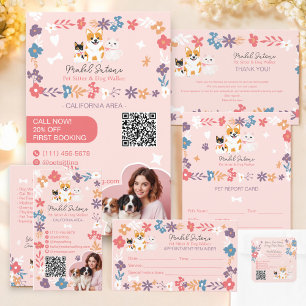 Prospectus 14 Cm X 21,6 Cm Whimsical floral mignon pastel sitter chien marche