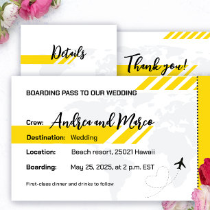 Faire-part de mariage de la carte d'embarquement d
