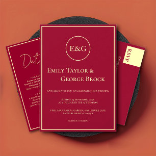 Cartons Réponse Élégante Burgundy Gold Typography Classy Mariage