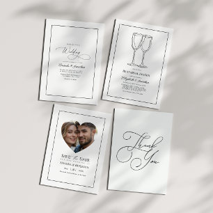 Carte De Remerciements Simplicité élégante minimaliste noir et blanc