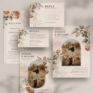 Invitation Aquarelle vintage Terracotta rose sauge verdure