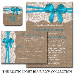 Invitation Collection de Mariages Rustic Blue Bow