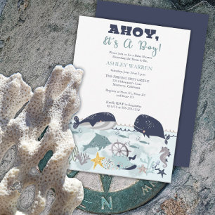 Invitation C'est un garçon sous le Baby shower marin