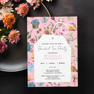 Assiettes En Carton Élégante Fête de Thé de Fiançailles Rose Florale 