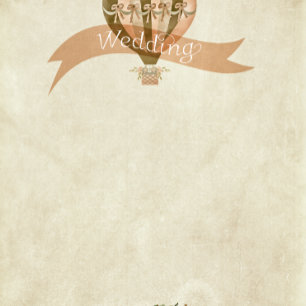 Carte de réception de mariage vintage avec ballon 