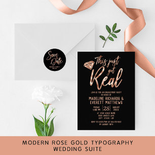 Invitation Rose Chic Gold Typographie Moderne Réception de ma