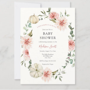 Invitation Baby shower par Mail Pink Floral Citrouille en boî