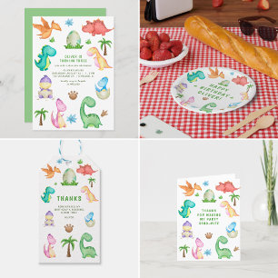 Sticker Rond Cute Tree Dinosaur fête d'anniversaire