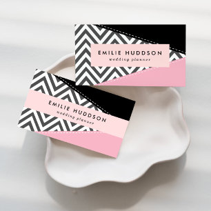 Carte De Visite Gris Zigzag, Gris Chevron, Motif Zigzag, Rose