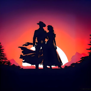 Invitation Cowboy et Cowgirl Kissing Mariage