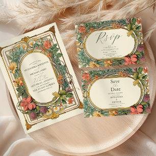 Invitation Vintage Floral Art Nouveau Mariage